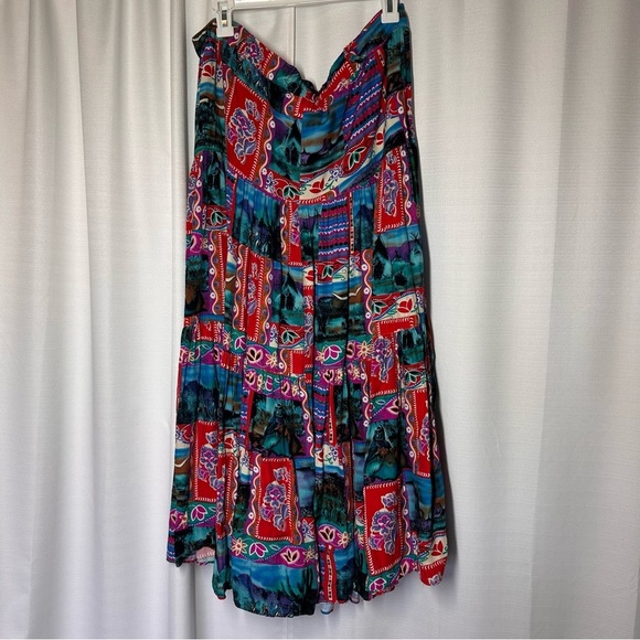 Vintage Skirt Maxi 80s Hippy Boho Gypsy Southwestern Aztec USA Native American - Picture 13 of 15